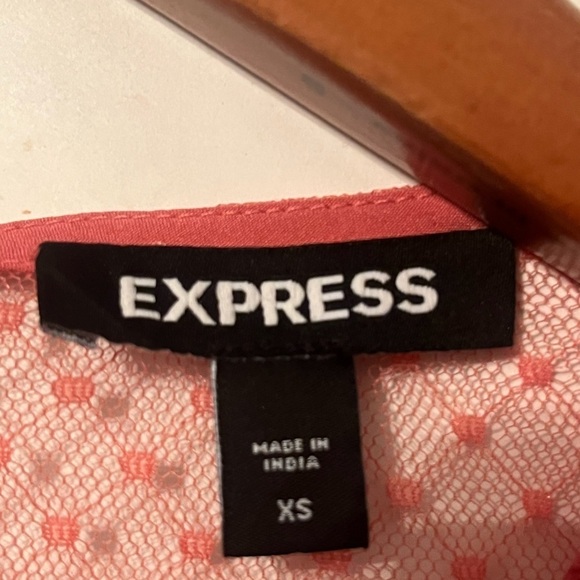 Express Sheer Lace Tank Pink Sz XS Long Sleeve Button Cuffs - Picture 6 of 8